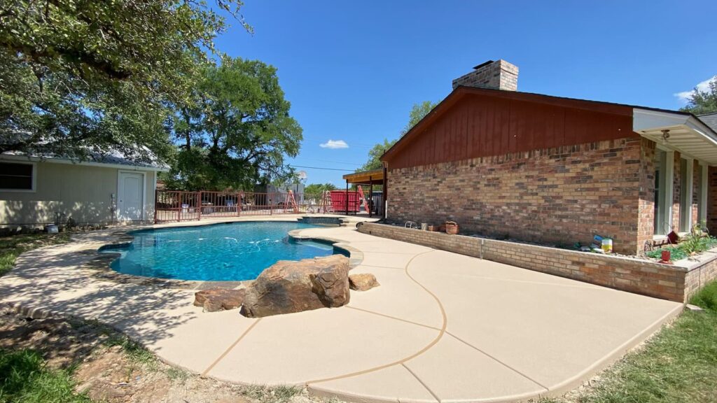 House with pool in backyard